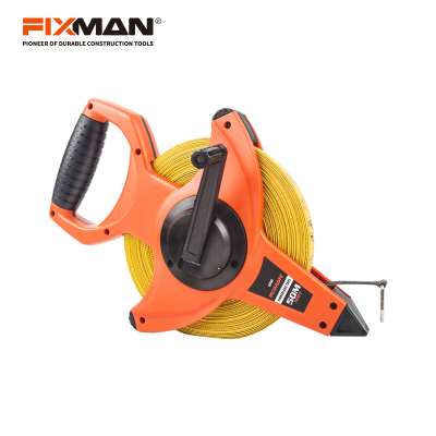 FIXMAN Hot Sell ABS TPR Orange Shell  Engineer's  Open Reel Fiberglass Tape Measure