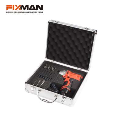 FIXMAN 17 PCS 12V Power Drill Set cordless impact screwdriver Aluminum box package With light