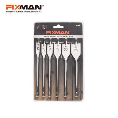 FIXMAN 6PC Blister Package 1/4"  Wood Flat Drill Bit Set