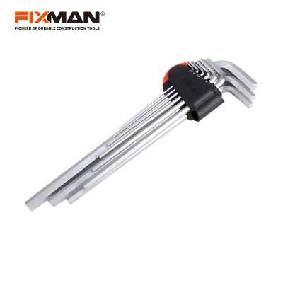 FIXMAN 10 PCS CRV Steel  Satin Finish Standard Long SAE Hex Key Set  Allen Key Set Flat Head  for Automotive Household Projects